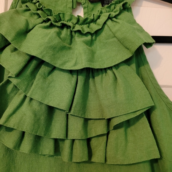 San Tropez West | Linen Ruffle Halter | Green | Sz S | Excellent Condition - Picture 2 of 4